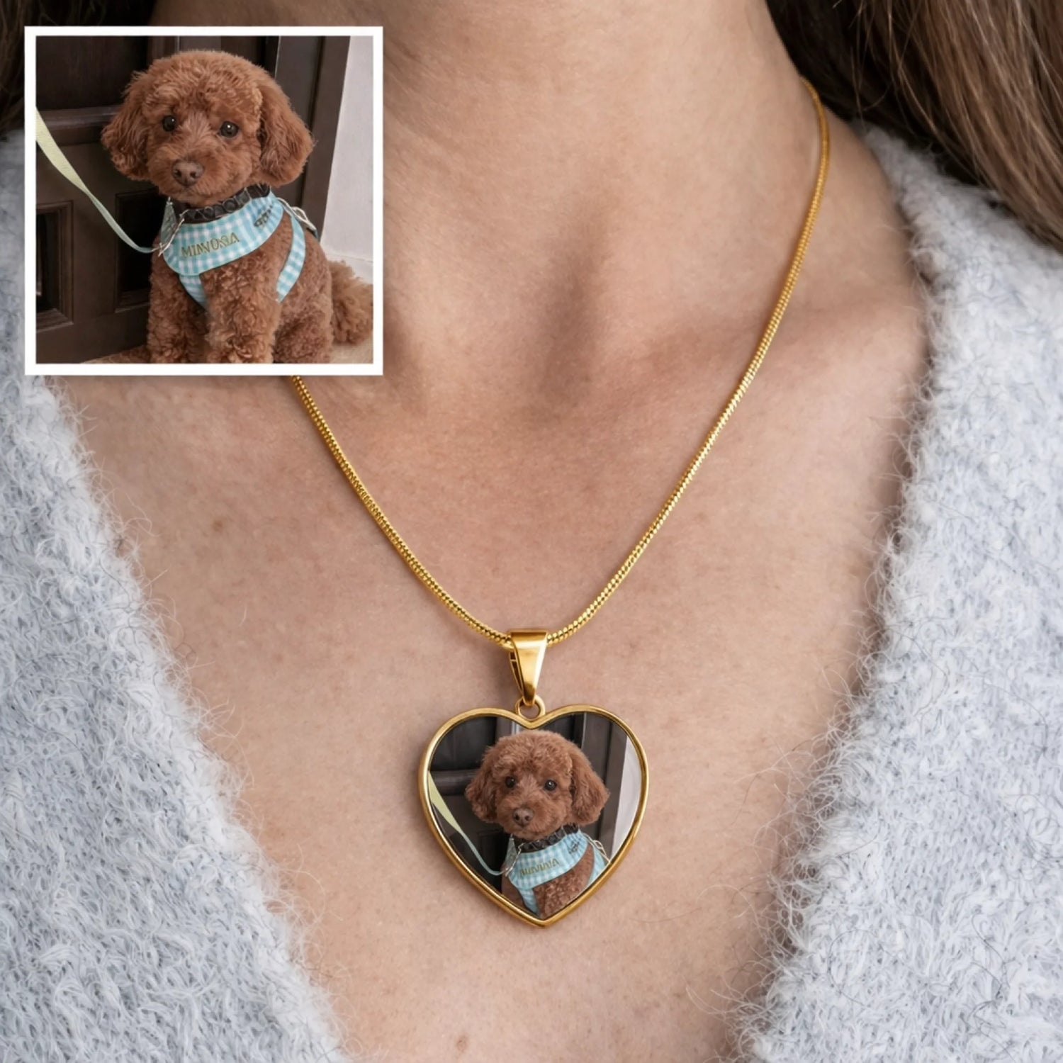 Gold Necklace - Poodle - On Neck
