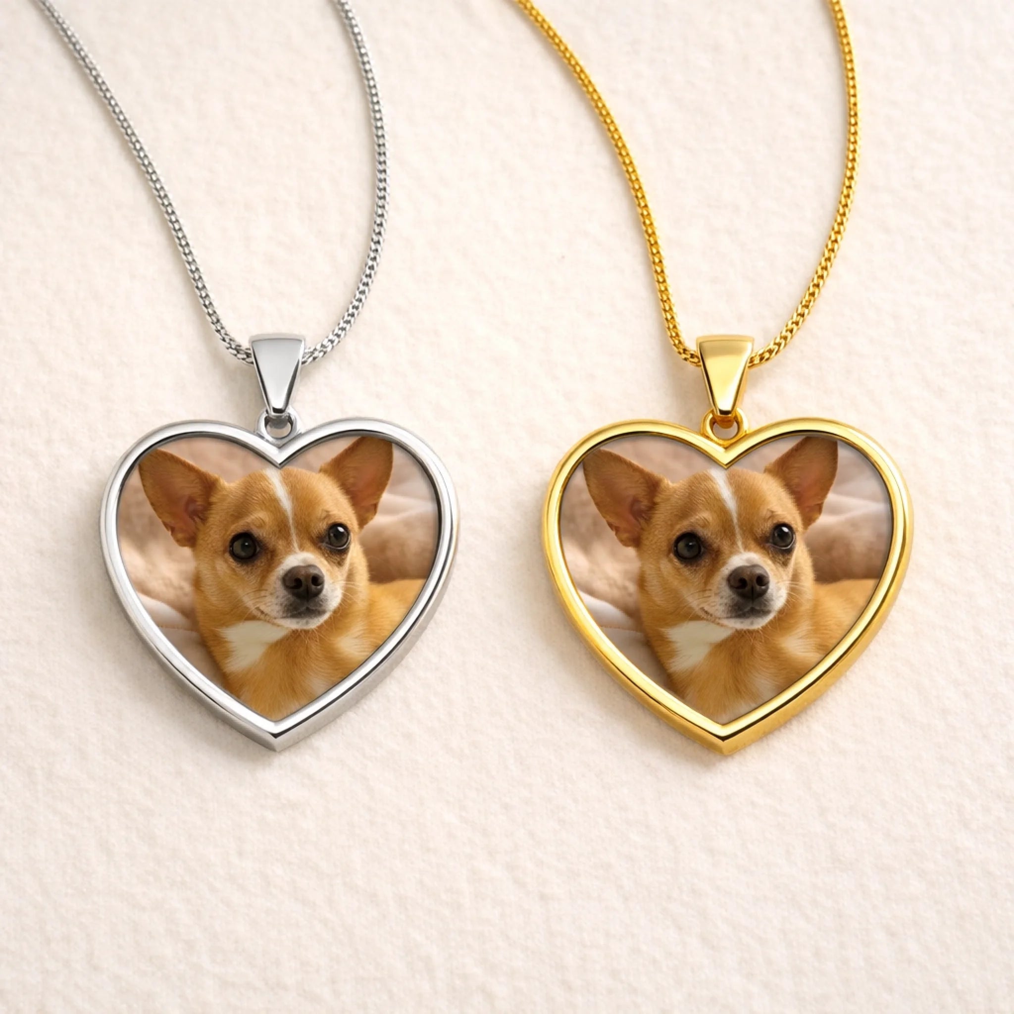 Gold & Silver Heart Necklace - Side by Side